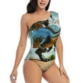 thumbnail image 3 of Honeii Lake Forest Dinosaur A for women's one-piece swimsuit featuring a chic one-shoulder design experience elegance and style in the water-XX-Large, 3 of 6