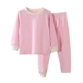thumbnail image 3 of Cathalem Toddler Toddler Kids Toddler Girls Boys Soft Comfy Modal Tencel Solid Raglan Sleepwear Pajamas Pjs Set Pink 12-13 Years, 3 of 8