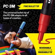 uni POSCA PC-3M Water-Based Paint Markers, Reversible Fine Tip, 0.9-1.3mm, Assorted Colors, 16 Count