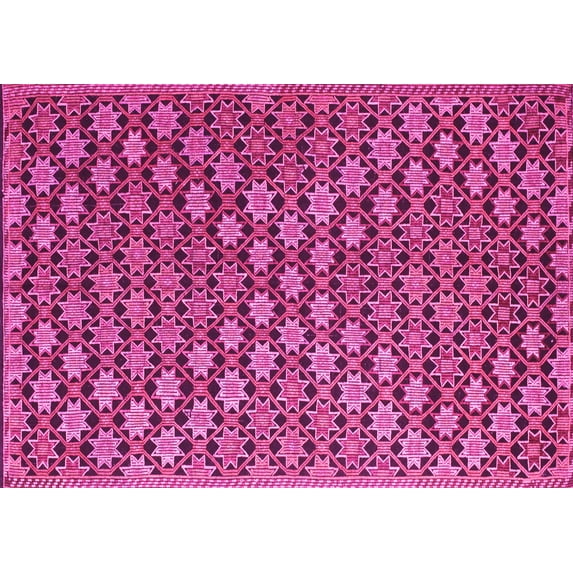 Ahgly Company Indoor Rectangle Abstract Pink Contemporary Area Rugs, 5' x 7'