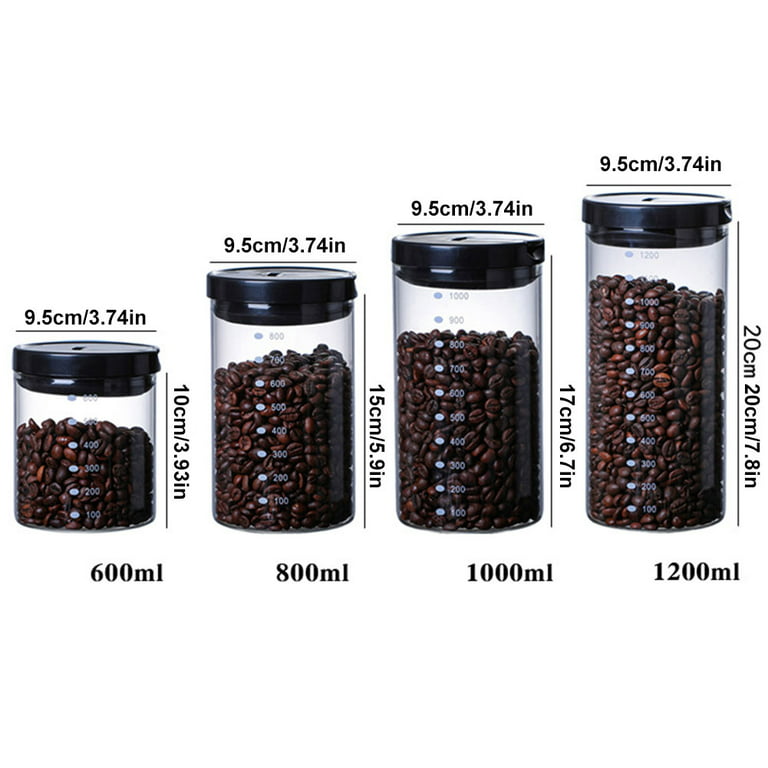  Mfacoy 4 Pack Glass Storage Jars with Airtight Bamboo Lid, 27  OZ Glass Canisters Set with Labels, Glass Food Storage Jar for Kitchen,  Clear Container for Candy, Cookie, Coffee Beans, Snacks
