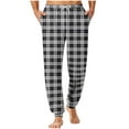 thumbnail image 2 of S-4X Plus Size Pajama Pants for Men Big & Tall Tapered Leg Trousers with Pockets and Drawstring Elastic Waist Plaid Printed Homewear Pajamas Pant, 2 of 5