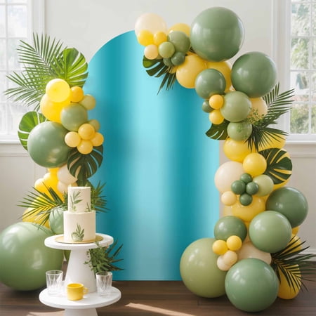 Turquoise Gradient Arch Backdrop Cover 4FT Abstract Texture Modern Simple Spandex Arch Covers Double-Sided Backdrop for Wedding Birthday Party Photo Background Decoration