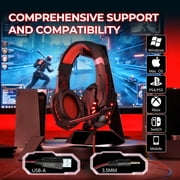 Gaming Headset with Microphone, Compatible with PS4 PS5 Xbox One PC Laptop, Over-Ear Headphones with LED Light, Noise Canceling Mic, 7.1 Stereo Surround Sound,Soft Earmuffs for Nintendo Series X|S
