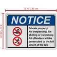 thumbnail image 2 of Weatherproof ANSI Private Property Sign (Private property No trespassing, ice skating or swimming All offenders will be prosecuted to the full extent of the law) 8 in" x 12 in" Plastic Safety Sign, 2 of 7