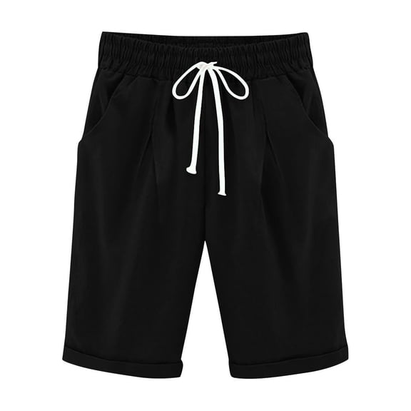 Dvprdro Girls Solid Bermuda Shorts Elastic Drawstring High Waist Straight Leg Casual Playwear with Side Pockets