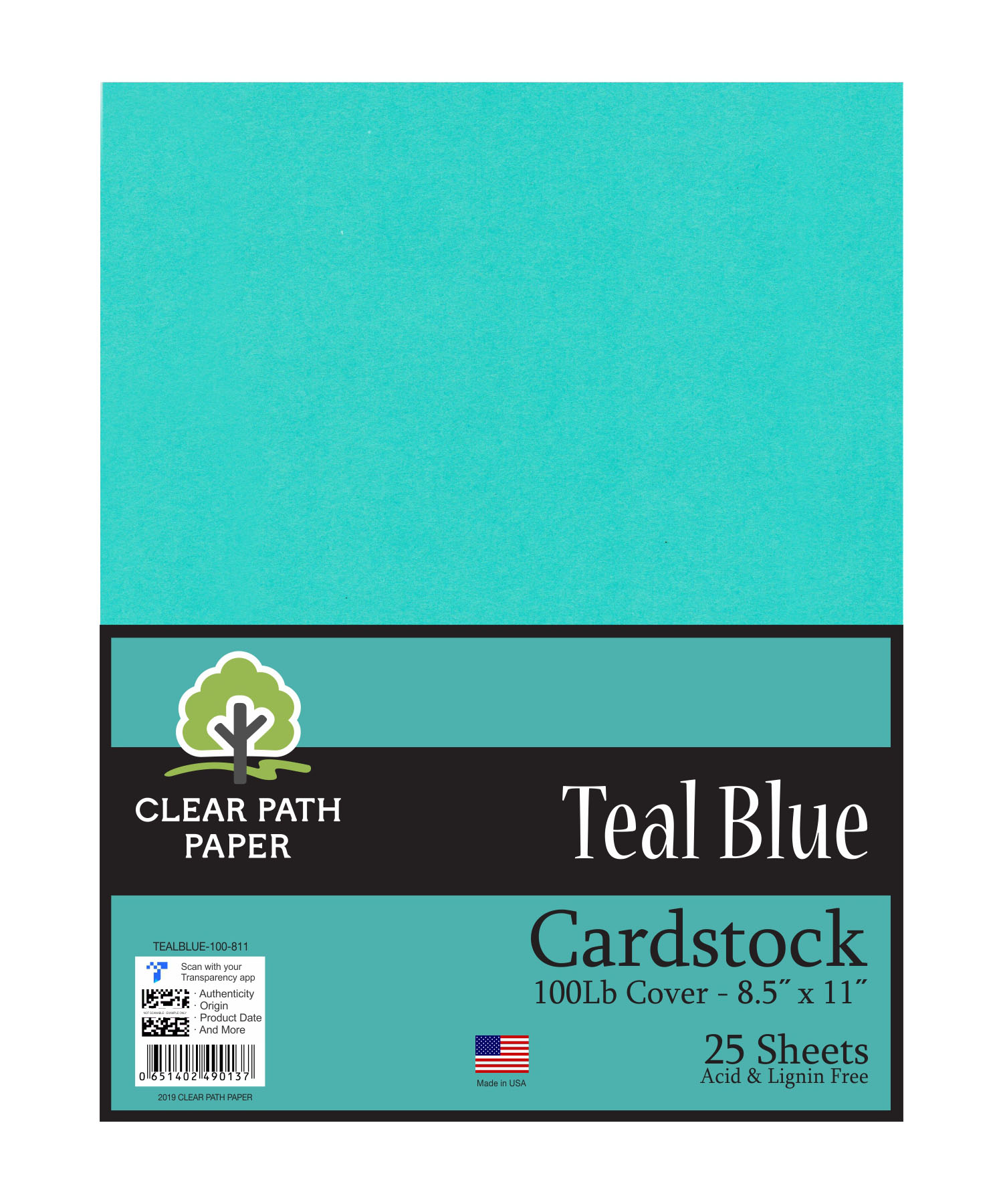 Teal Blue Cardstock - 8.5 x 11 inch - 100Lb Cover 