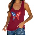 thumbnail image 2 of Fartey American Flag Tank Tops for Women 4th of July Scoop Neck Sleeveless Tee Top Independence Day Patriotic Shirts Funny Graphic Camisoles Red XXL, 2 of 6