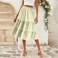 thumbnail image 2 of WTOBBY Women's Casual High Waist Drawstring A-line Solid Color Skirt with Pockets, Flowy Maxi Design for Everyday Wear, Bohemian Style Elastic Waist Skirt,Yellow M, 2 of 5