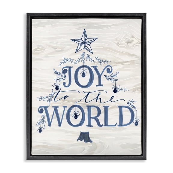 Stupell Industries Farmhouse Joy To World Tree Black Floating Frame Canvas Art, 17 x 21, by Kristen Brockmon