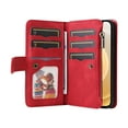 thumbnail image 2 of Multifunctional Case for iPhone 11,[RFID Blocking] 9 Credit Cards Holder with Wrist Strap, Premium PU Leather Zipper Wallet Purse Magnetic Flip Phone Cover For iPhone 11, Red, 2 of 12
