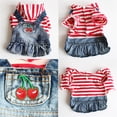 thumbnail image 1 of ERK Robe pour Chien Brodée de Fruits, Vêtements à Rayures, Veste à Capuche en Denim pour Chiot, 1 of 6