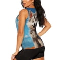 thumbnail image 3 of Easygdp Ciel Bleu Loup Mignon pour Débardeur d'Entraînement pour Femmes, Haut de Course, Chandail de Randonnée, Séchage Rapide pour la Course, Yoga, Randonnée-Moyen, 3 of 7