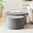 thumbnail image 2 of GZXS Multi-Functional Upholstered Round Coffee Tables Set - No Assembly, Gray Corduroy Fabric, Space-Saving Nesting Design for Modern Living Room (32" & 24"), 2 of 9