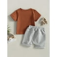 thumbnail image 4 of Bagilaanoe 2pcs Toddler Baby Boys Short Pants Set Short Sleeve Letter Print T Shirt Tops + Shorts 6M 12M 18M 24M 3T Kids Casual Summer Outfits, 4 of 9