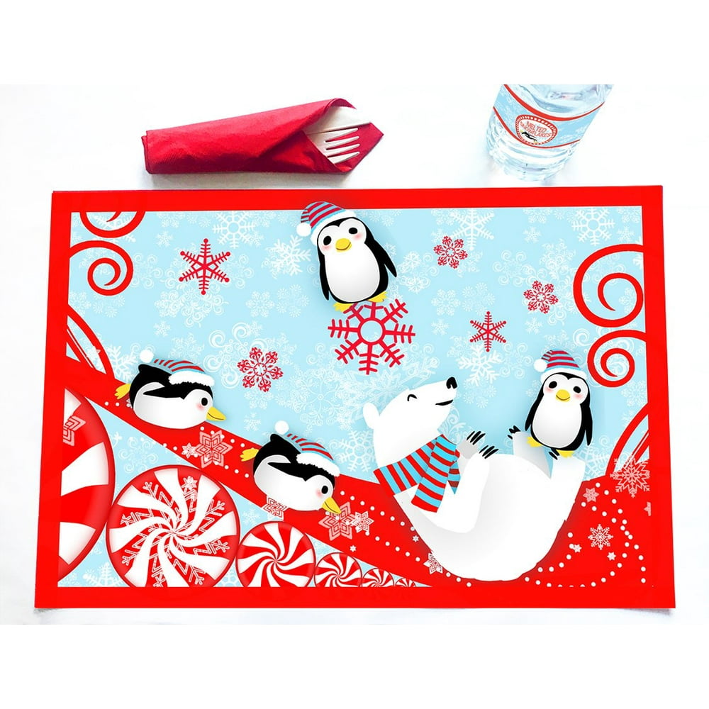 Winter Wonderland 12 Placemats Penguin Decorations Winter Party Decorations Snowflake