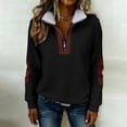 thumbnail image 5 of Quarter Zip Pullover Womens Faux-fur Lapel Collar Sweater Colorblock Sweatshirt Loose Casual Long Sleeve Tops (XL, Black), 5 of 8