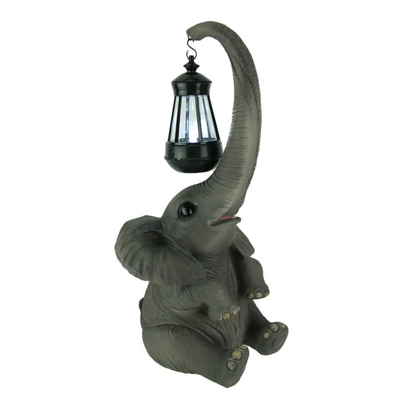 Things2Die4 Baby Elephant Holding Lantern With Trunk Solar Light Statue