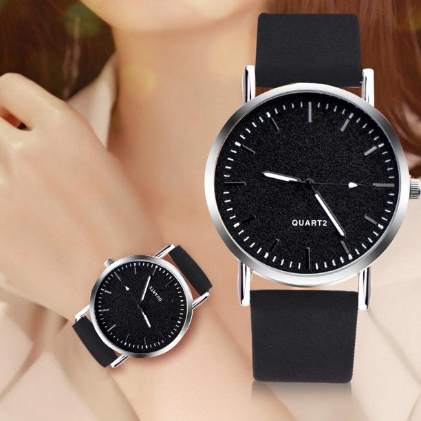 Relojes casuales de cuarzo para mujer Reloj de pulsera con esfera redonda de cuero minimalista (negro) Tmvgtek Para estrenar