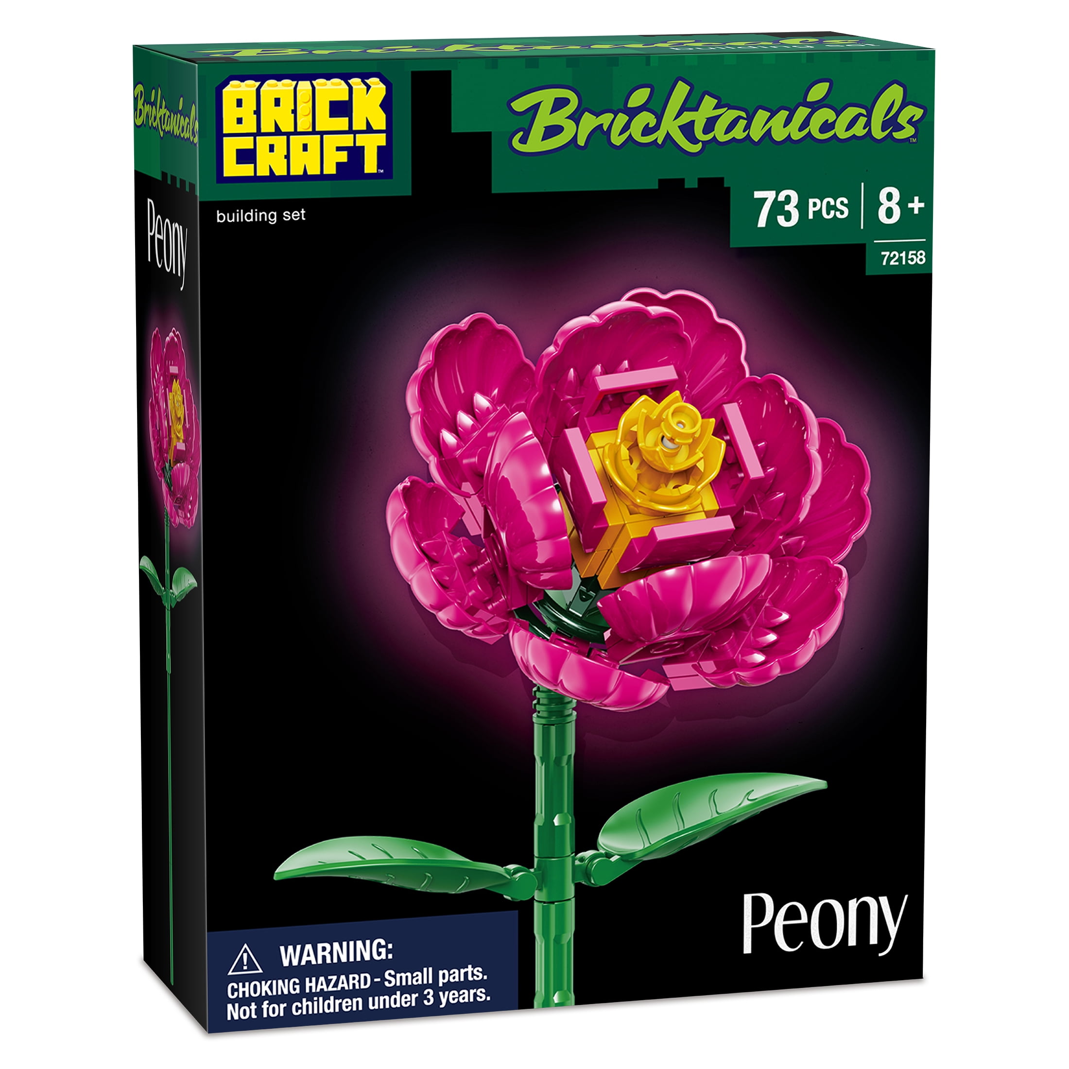 Brickcraft Bricktanicals Peony Building Kit (73- Plastic Piece Set