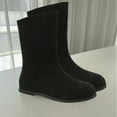 thumbnail image 4 of Bnwani Women Boots Ankle Pile Toe Flat Comfortable Knight Suede Boot Black Size 5.5, 4 of 7