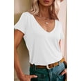 thumbnail image 2 of JYLFC Low Cut V Neck Shirts for Women Summer Top Short Sleeves Tee, White XL, 2 of 4