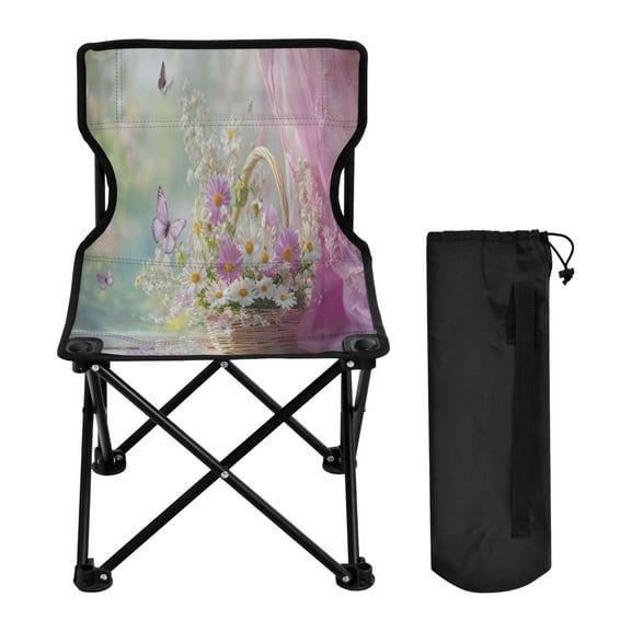 YAZAOO Camping Chairs Modern Basket Of_flowers_and_butterfly Pattern Folding chair