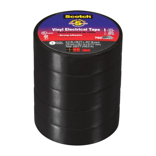 3M Scotch 3/4 in. W x 66 ft. L Black Vinyl Electrical Tape Walmart