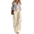 thumbnail image 2 of Amzcrzy Jumpsuits for Women Solid Color Button Down Suspender Pants Adjustable Straps High Waist Pleated Wide Leg Overalls for Casual Office Beige XL, 2 of 6