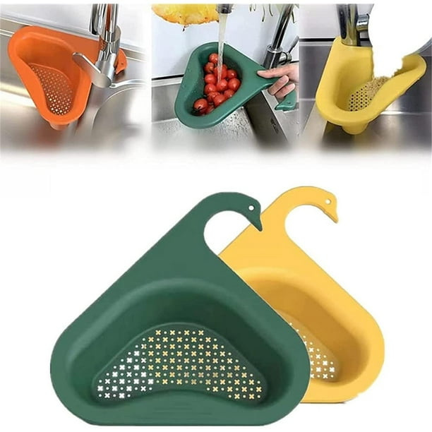 2 PACK Swan Drain Basket, MultiPurpose Basket, Triangular Sink Drain