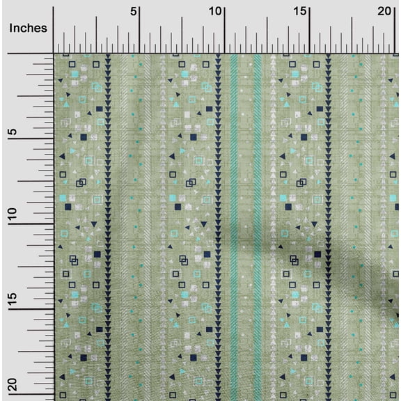 oneOone Cotton Cambric Light Green Fabric Square & Triangle Geometric Quilting Supplies Print Sewing Fabric By The Yard 56 Inch Wide