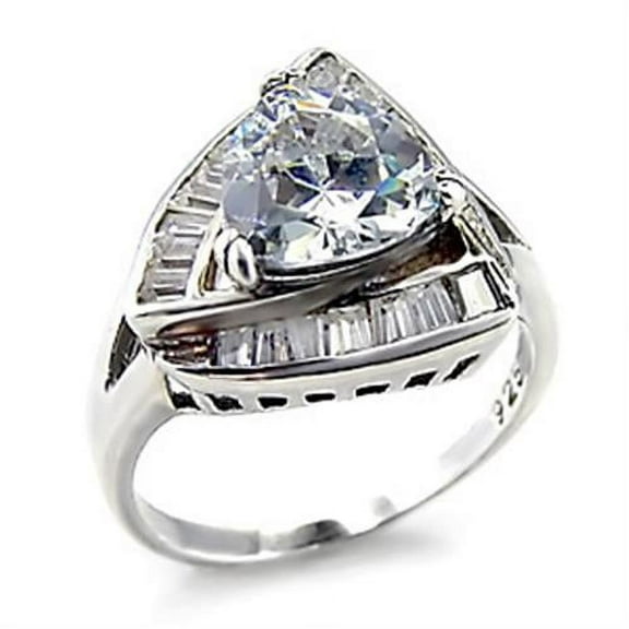 925 Sterling Silver Ring with AAA Grade CZ in Clear for Women Style 201 Size 5