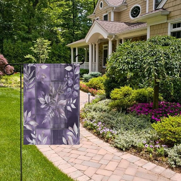 Purple Winter Leaves Branches Garden Flag Double Sided 12 x 18 Inch Outside Yard Decoration Outdoor Flag
