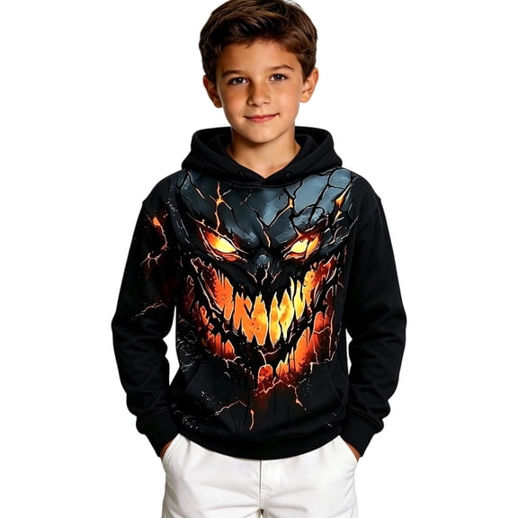 Weebloom Kids Halloween Hoodies For Boys Funny Graphic Fleece Toddler Hoodie Pullover Tops,Size 4-14 Y