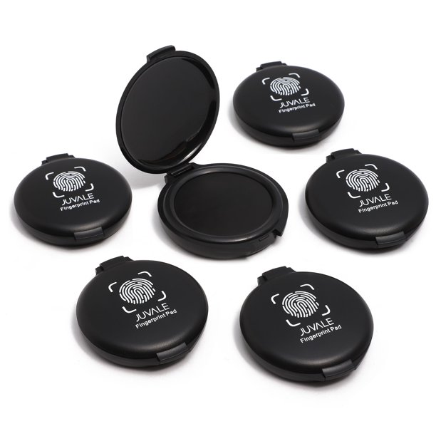 6 Pack Mini Black Fingerprint Ink Pads for Notary Supplies, Thumb Print