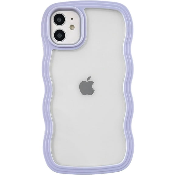 for iPhone 11 Case, Cute Curly Wave Frame Shape Shockproof Soft Compatible with iPhone Case (Purple,iPhone 11)