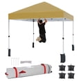 thumbnail image 1 of YUSAZENS 10x10 FT Outdoor Portable Canopy Tent Adjustable Height Straight Leg Waterproof UV Protection with Handwheel Bag Khaki, 1 of 7