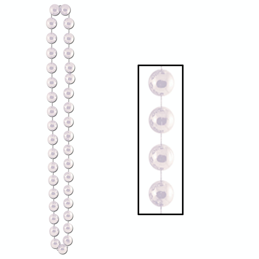 White Party Beads 12 Pack Mardi Gras Party Favors Necklaces 