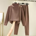 thumbnail image 2 of Tweang Thermal Pajamas for Women Women Long Johns Thermal Set Womens Long Johns Thermal Sets Thermal Underwear Cold Weather Top Bottom Underwear Set Coffee L-3XL, 2 of 6