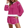 thumbnail image 2 of Womens Sweatsuits 2 Piece Set Crewneck Sweatshirts High Waisted Skort Skirts Tennis Running Tracksuits Shorts Sets, 2 of 7