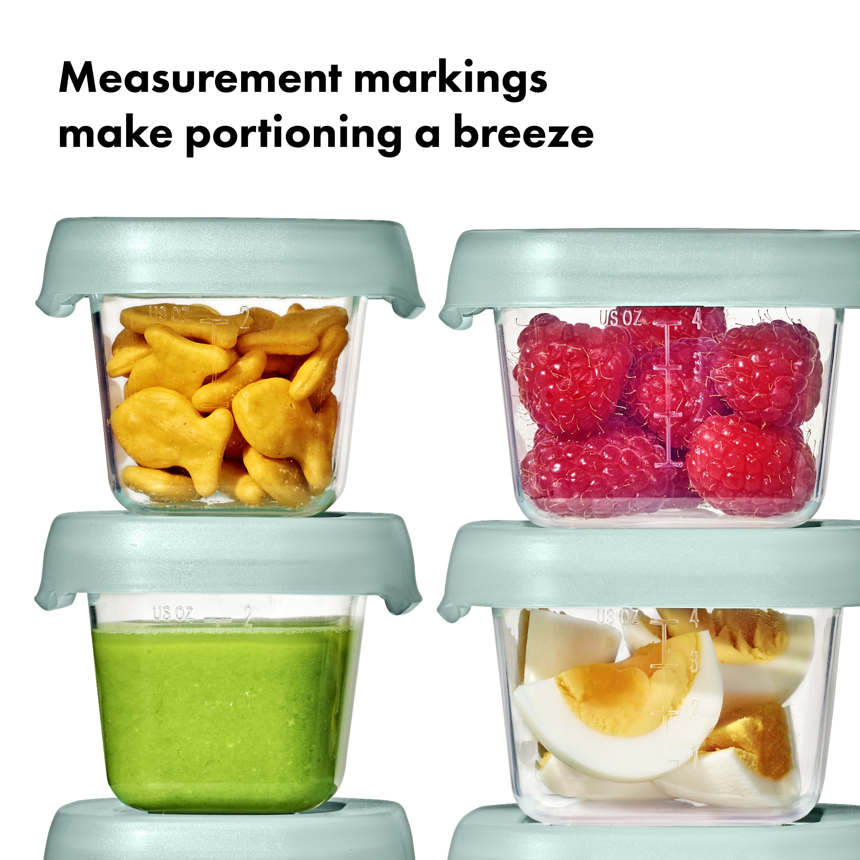 OXO Tot Baby Blocks Food Storage Container Set, 2 oz. & 4 oz., Opal, 12-Pack, For Infants Ages 0-12 Months