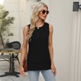 thumbnail image 4 of EASYBRAUS Women Sleeveless Crewneck Side Slit Loose Fit T Shirt Summer 2025 Casual Tunic Top, 4 of 8