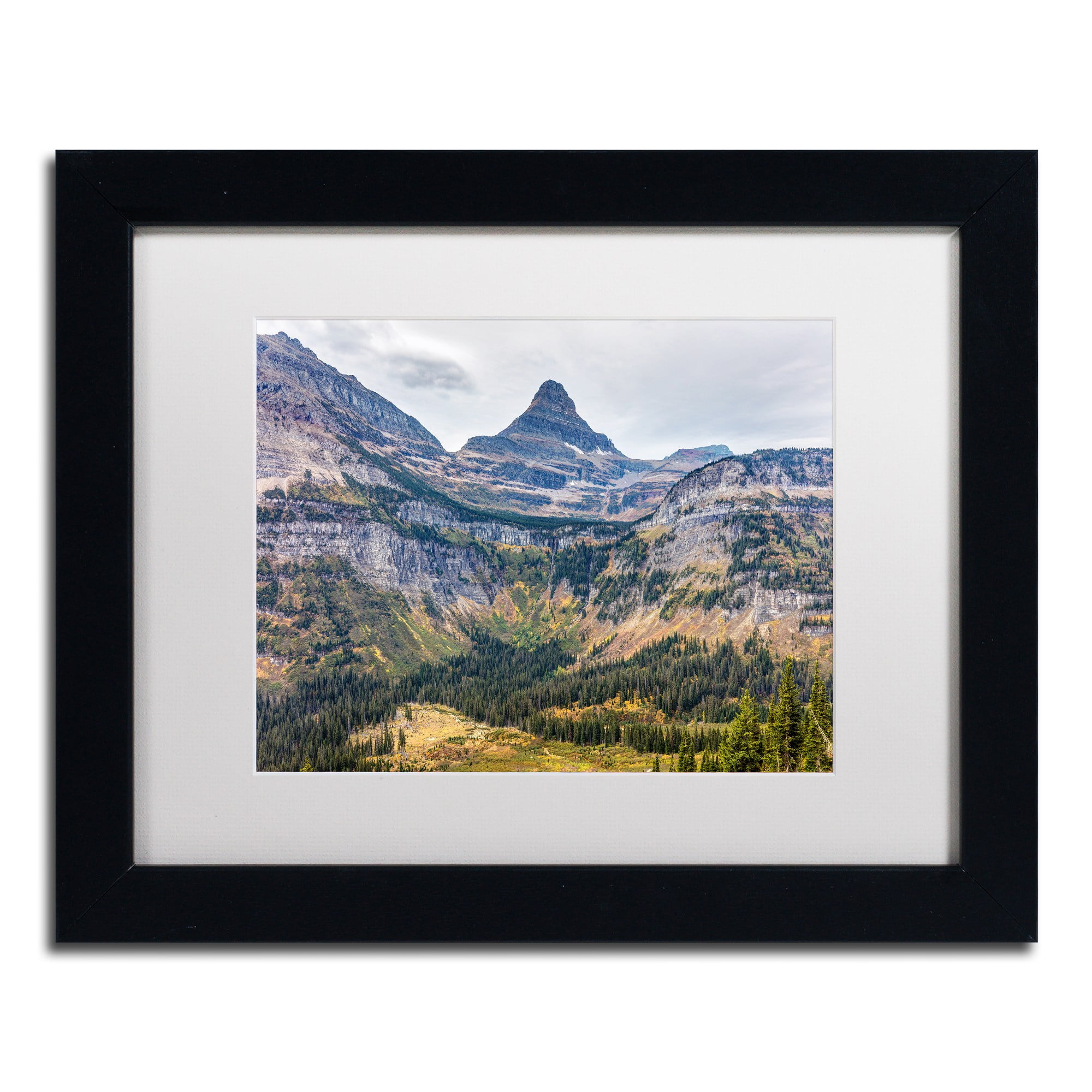 Trademark Fine Art 'Glacier National Park in Autumn' Canvas Art by Pierre Leclerc, White Matte, Black Frame