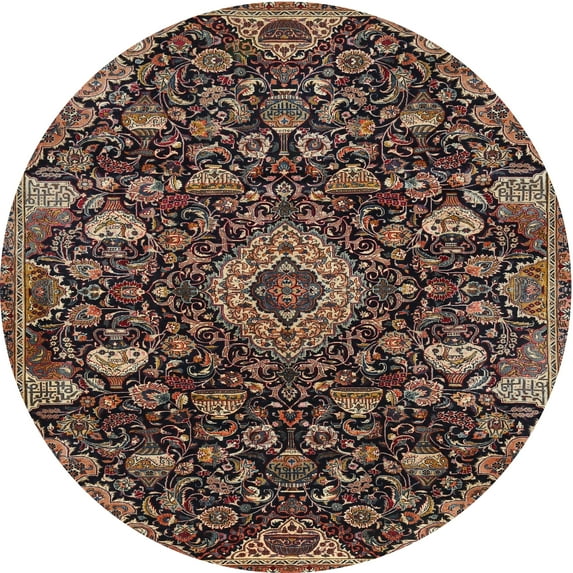 Ahgly Company Indoor Round Traditional Orange Salmon Pink Medallion Area Rugs, 4' Round