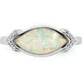 thumbnail image 5 of Sterling Silver Rhodium-Plated Marquise Lab Created Opal & Cz Ring (Size 8) Made In Thailand qr6997-8, 5 of 6