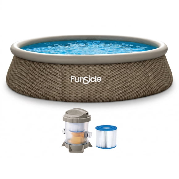 Funsicle 14' x 36" QuickSet Inflatable Ring Top Outdoor Above Ground Pool w/Pump