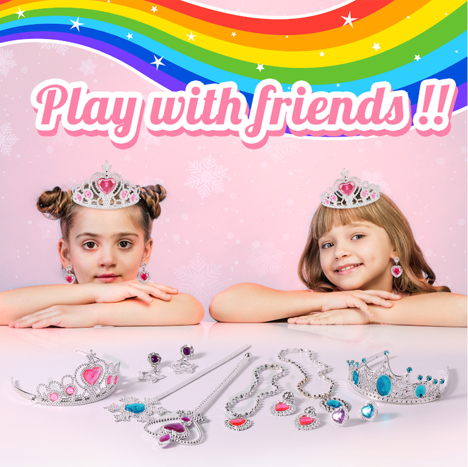 AOXTOY Dress-up Cosplay Toys for Girls, Princess Dress Up Clothes Cape Skirt Set, Pretend Play Princess Dress Cloak Jewelry Crown Wand - image 2 of 11