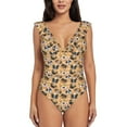 thumbnail image 2 of Goofa Cute Dogs Head Print Women's Ruffled One Piece Swimsuit V Neck, 2 of 7