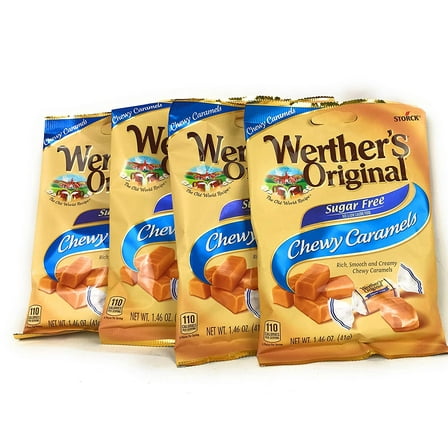 Werther's Chewy Caramels Candies Original MDA05 Sugar Free, 1.46 Ounce Pack of 4