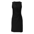thumbnail image 6 of Womens Short Dresses Summer Casual Daily Sleeveless Crew Neck Solid Color Hollow Tank Dresses with Button Black XL, 6 of 9